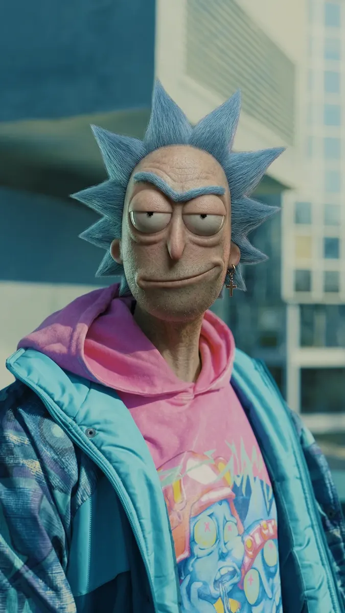 Effet IA : visage d'un modèle remplacé par une tête de personnage de dessin animé, hoodie collector
