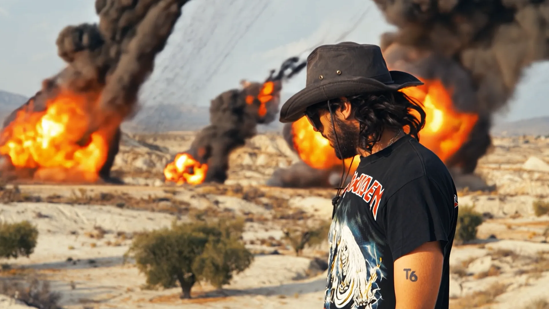 Plan cinéma d'un clip tourné pour l'artiste T6